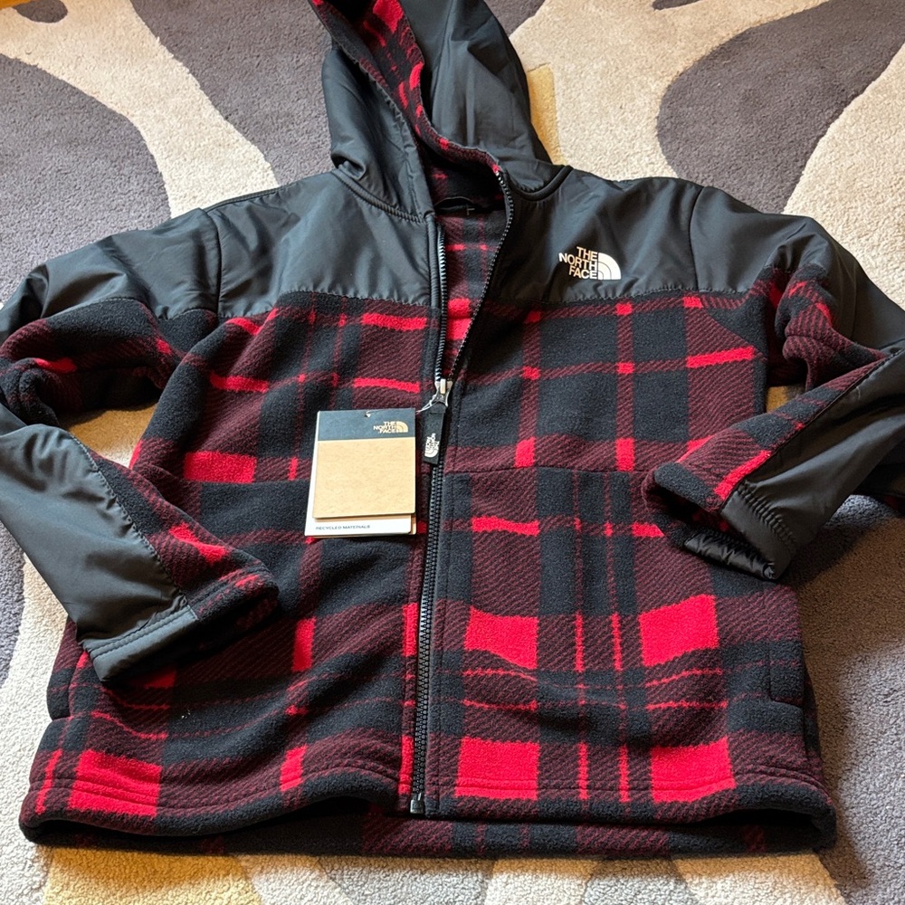 The North Face Kids Plaid Red and Black Puffer Jacket